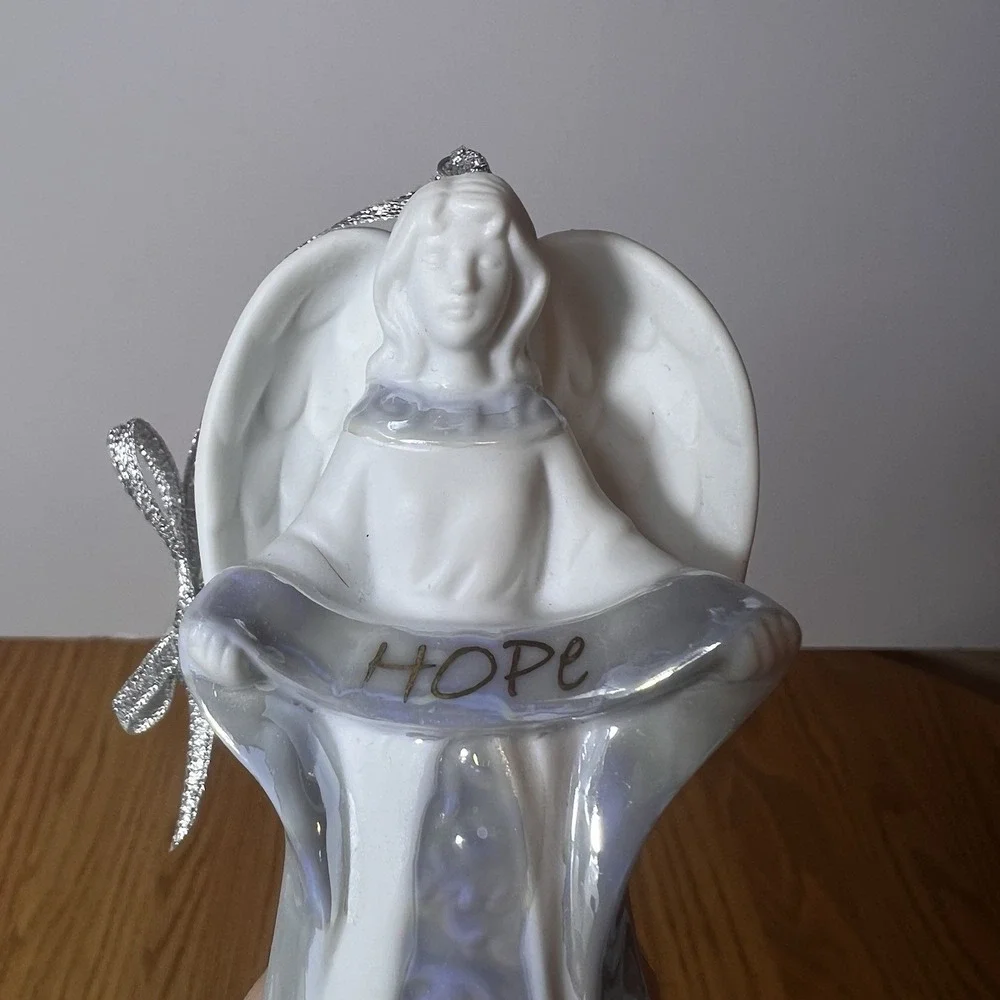 Set of 6 Porcelain Angel Christmas Ornaments Hope Faith Love Joy Peace Blessing2
